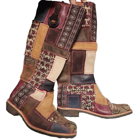 Timberland Limited Edition Leather Boho Hippie Boots Size 6M Global Journeys - Picture 1 of 10